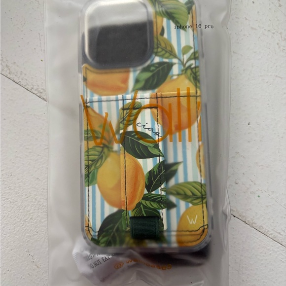 Walli Citrus iPhone 16 Pro Case - Vibrant Yellow and Green with blue stripes - Picture 2 of 5